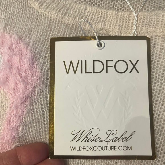 WILDFOX Pink Flamingo WHITE LABEL Knit Sweater Top Sheer Shirt  Wool Boho Kawaii - Picture 10 of 15
